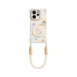 油画小马适用opporeno15手机壳reno15pro套reno15硅胶旋转支架oppo防摔14女13新款12带挂绳pro镜头全包reno的