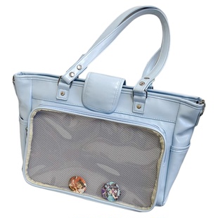 袋鼠痛包斜挎大容量演唱会藏灯牌双肩可放谷子日系二次元蓝色娃包