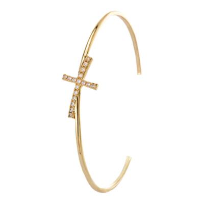 CISSY SHI十字架手镯 金色银色镀18k金白金简约小众设计手镯