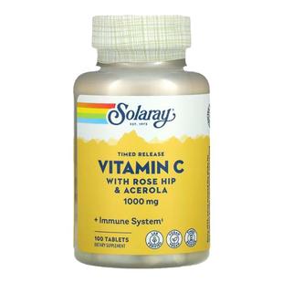 Solaray缓释维生素C片玫瑰果针叶樱桃高含量维他命VC片抵抗帮助骨