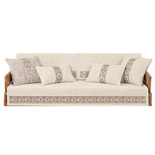 新中式沙发垫四季通用防滑实木坐垫雪尼尔沙发套罩高端沙发盖布巾