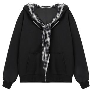 西町村屋韩系外套女2025秋季新款格纹蝴蝶结短款假两件XAAC10493