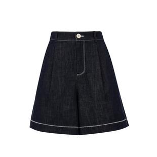 vq区绫致Vero Moda牛仔短裤夏季新款含棉明线装饰高腰A字裤