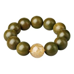 绿檀木手串男金发晶海蓝宝绿幽灵文玩木质补缺金木水火土盘玩手链