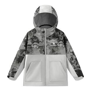 骆驼儿童冲锋衣三合一可拆卸连帽加绒防风防水中大童风衣男童外套