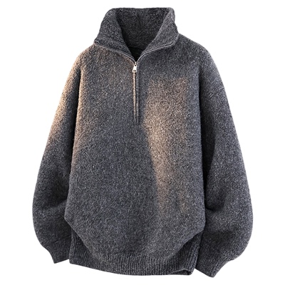 IDLE IDOL红色高领半拉链针织衫男加厚保暖毛衣松弛感百搭慵懒风