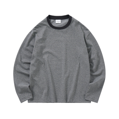 714street细条纹圆领长袖T恤