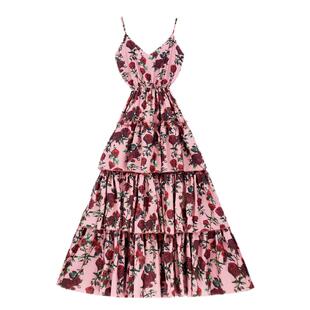 猫布制造法式吊带连衣裙女轻奢高级感粉色碎花超仙长裙甜美温柔风