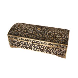 公主首饰盒复古珠宝盒青古铜箱长方形盒子大号中式高档金属收纳盒