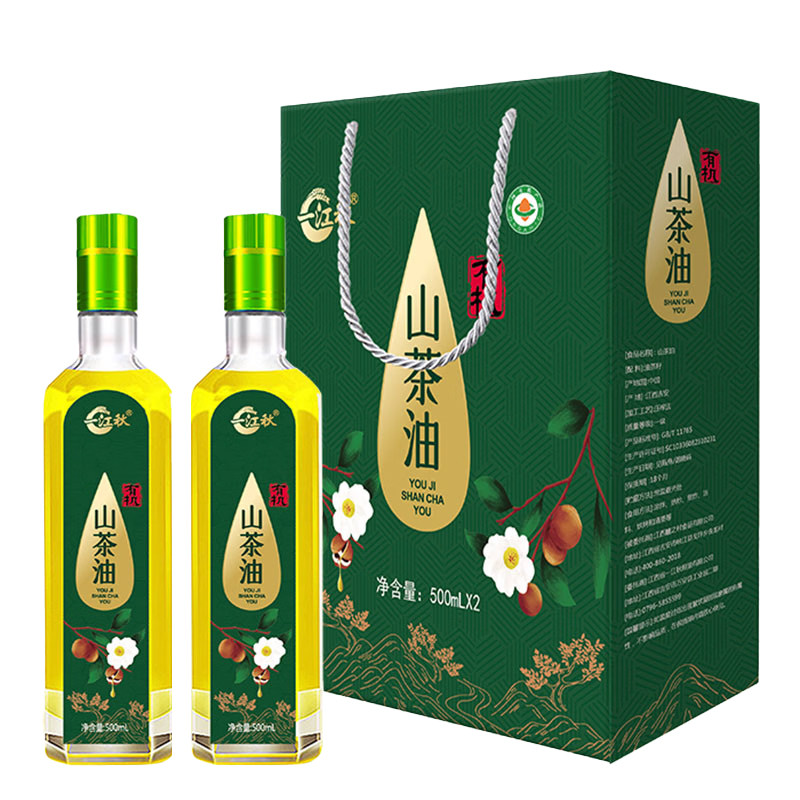 一江秋礼盒装有机野山茶籽油500ML*2瓶山茶油江西特产木子油