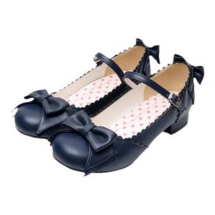 洛丽塔lolita蝴蝶结日系甜美可爱学生制服lo鞋低跟玛丽珍小皮鞋子