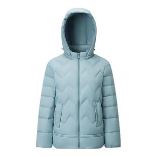 千仞岗2025新款秋冬短款羽绒服连帽保暖通勤纯色简约外套女款鸭绒