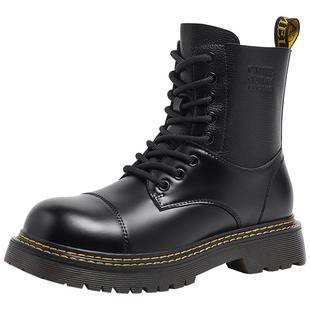 骆驼女鞋2025秋季新款马丁靴女款复古厚底加绒工装户外机车骑士靴