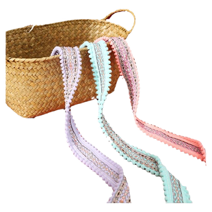 毛球边民族花边彩色宽服装布艺窗帘装饰织带蕾丝辅料手工织布带厚