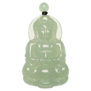 缅甸A货天然翡翠玉观音吊坠男款大号冰糯种挂件项链珠宝玉石证书