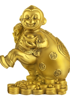 纯铜金猴摆件十二生肖猴钱袋猴子