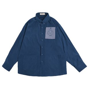 不合群系列/笑只是一种表情 日系复古小众长袖衬衫男 蒙马特先生