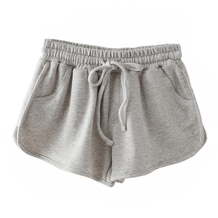 出口少量！夏季高腰AA显瘦棉毛圈居家休闲运动短裤跑步热裤女大码