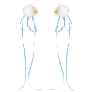 汉服头饰女儿童可爱毛球飘带仙气流苏步摇女童中国风宝宝古风发饰