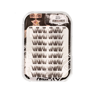 麦丢丢·黑茶转校生混血感亚裔辣纯欲浓密单簇仿真分段假睫毛卷翘