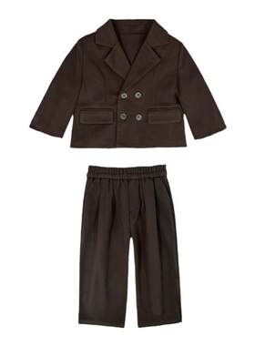 痞帅西服冬季男童加厚毛呢小西服