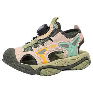 贵人鸟男童凉鞋2026新款夏季透气网鞋防滑包头中大童旋钮扣沙滩鞋