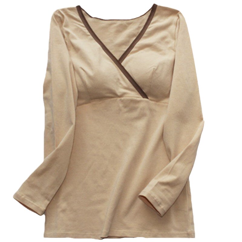 免穿文胸纯棉哺乳上衣月子服打底