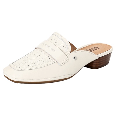 Pikolinos派高雁夏季牛皮包头粗跟套脚纯色穆勒鞋PM252213