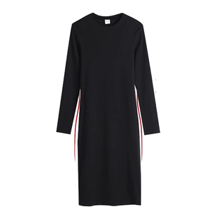 巨好看的早秋连衣裙黑色长袖包臀裙紧身性感外穿纯欲后妈裙长裙子