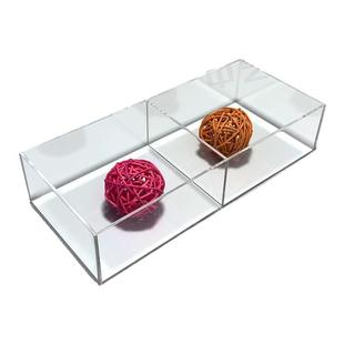 饰品小物件整理盒讲台课桌粉笔板擦盒桌面两分格收纳盒透明亚克力