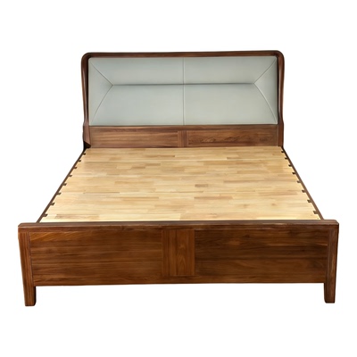 黑胡桃简约中式实木双人床1.8米