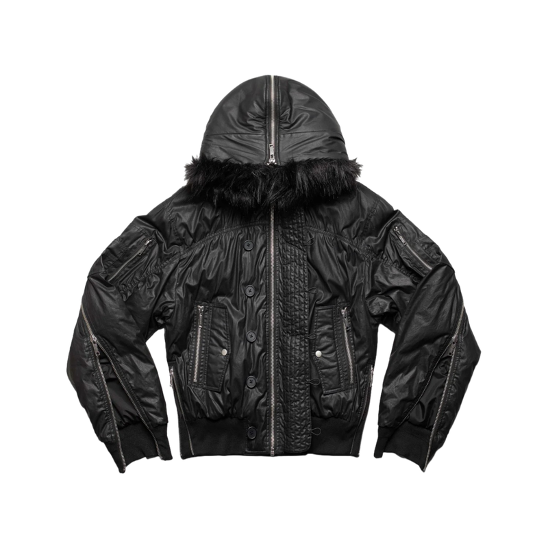 Racer Worldwide 25fw 毛领连帽N2B飞行夹克外套棉服排扣尼龙拉链