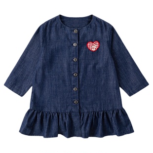 嘟嘟家女童连衣裙春秋宝宝裙子女宝公主裙红色儿童牛仔裙衣服春装