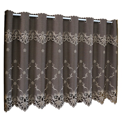 美式刺绣家用布艺成品穿杆帘