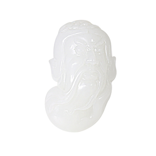 和合玉器和田玉白玉关公吊坠山料玉石立体雕刻挂件玉器颈饰品坠子