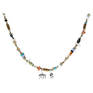 LAZY CIRCLES 天然混石小象项链 原创设计师串珠复古锁骨链 默叙