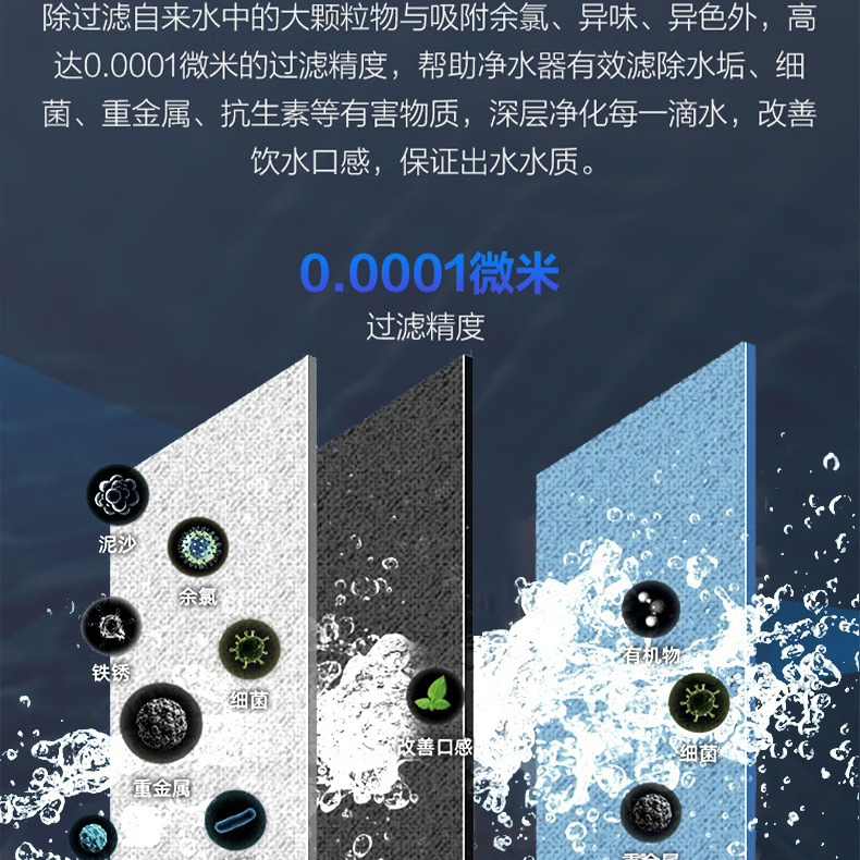 加劲净水机家用直饮净水器厨下式过滤器RO膜反渗透纯水机除垢商用