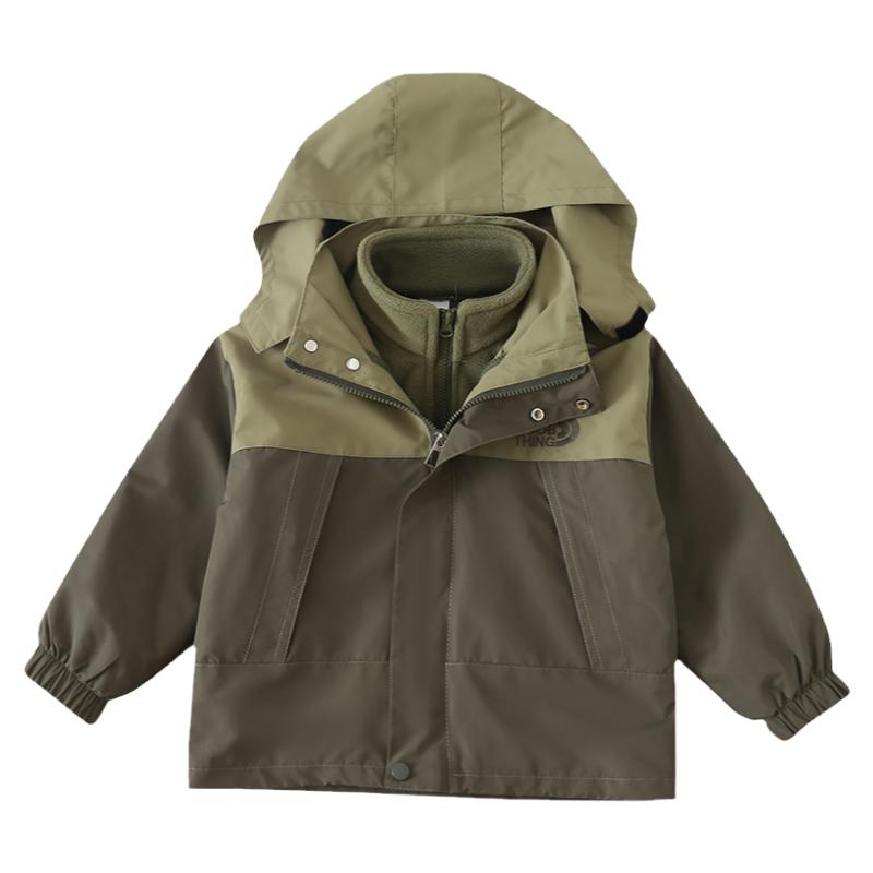 男童工装外套春秋款2025新款儿童冲锋衣三合一可拆卸宝宝洋气秋装
