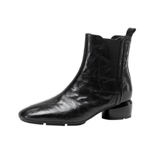 MILLIE'S/妙丽加绒切尔西靴女2025冬季新款保暖增高短靴真皮女靴