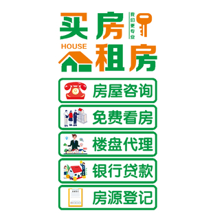 创意房产中介玻璃门贴纸租售租赁房屋买卖招聘装饰橱窗广告字贴画
