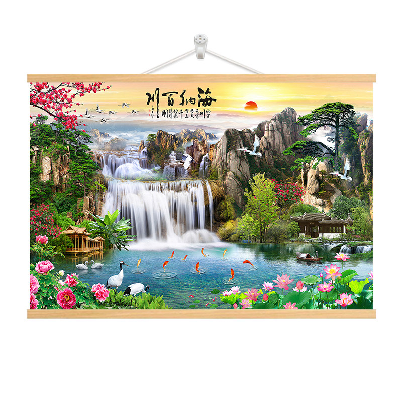 免打孔实木挂画客厅沙发背景墙画