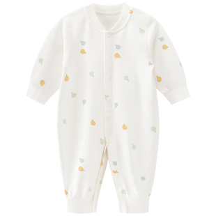 木生棉婴儿长袖连体衣服春秋季男女宝宝纯棉哈衣爬爬服居家睡衣服