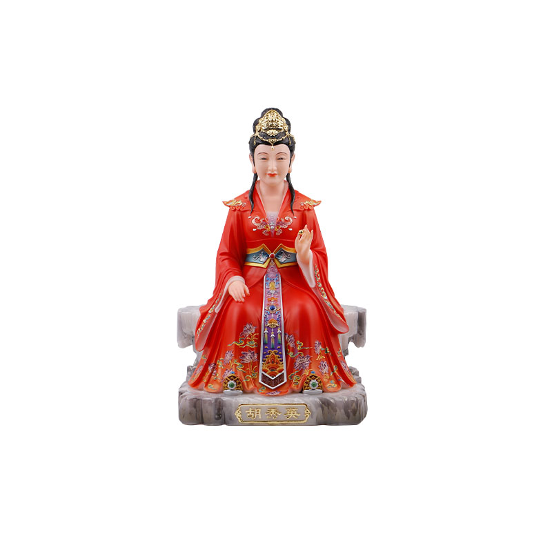 胡秀英像汉白玉合成红衣客厅摆件