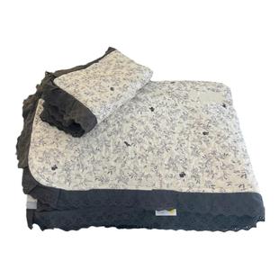 韩式全棉绗缝花边床盖三件套法式花边碎花夹棉加厚双人炕盖可水洗