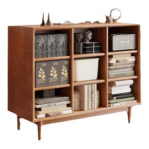 书架落地置物架一体靠墙书柜储物柜实木儿童墙边小窄柜组合幼儿园