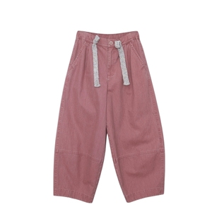 MOVEUP幻走2025秋季新款.FUN系列纯棉松紧腰绣花宽松直筒休闲裤女