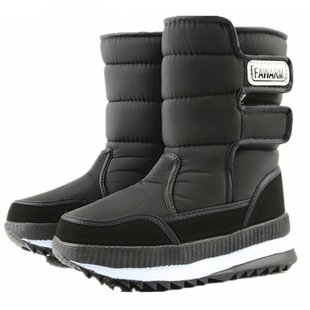 儿童棉靴加厚绒保暖雪地靴韩版学生男童防水防滑女童中高筒大棉鞋