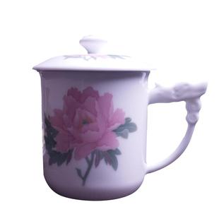 普盛 醴陵釉下彩中式陶瓷600ml大号带盖茶杯定制送礼高档