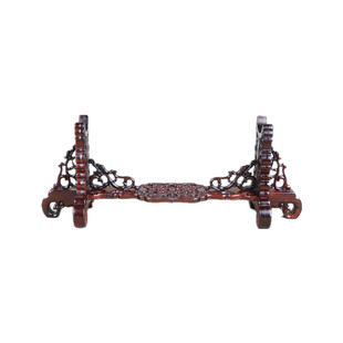 红酸枝黑檀刀剑架象牙底托 红木工艺品如意架牛角架 精品木雕底座