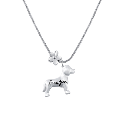 1P Jewelry PUPPY LOVES YOU系列花朵小狗吊坠锁骨链 七夕礼物